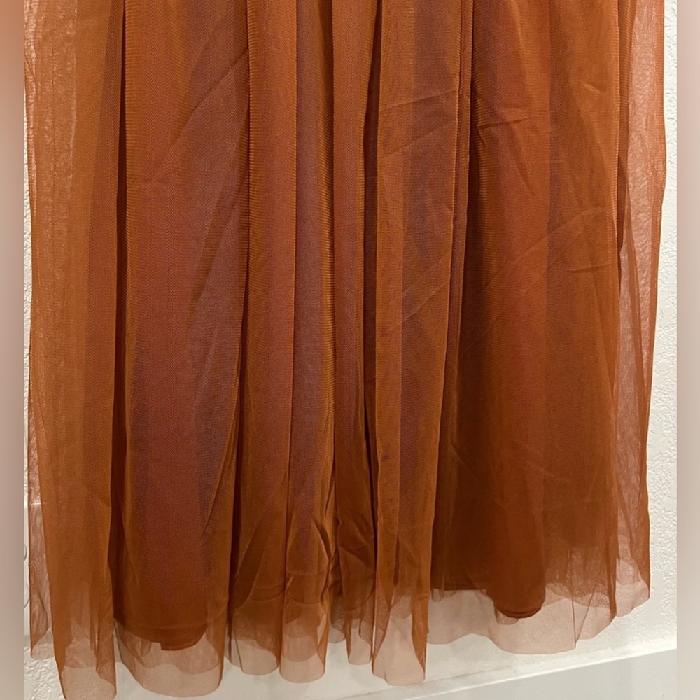 Ivy City Co. Dress NWT S Florence Midi Rust Tulle Sweatheart Smocked Puff Sleeve - Picture 7 of 10